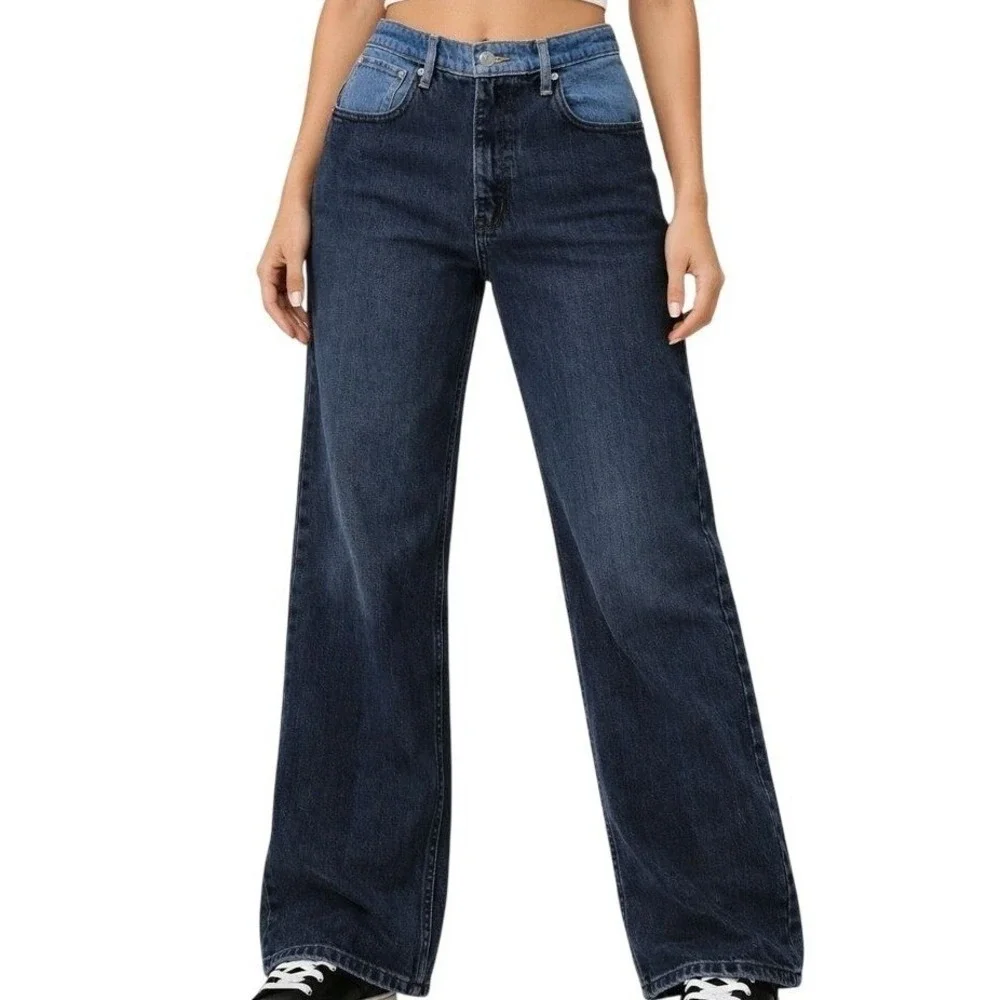Abercrombie 90s Relaxed Jeans 30‎ Short Two Tone Colorblock High Rise Straight